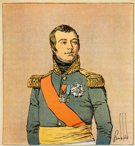 Illustration af den bombede Louis (1862-1927) fra bogen "The Memorial of Saint Helene" af grev Emmanuel de Las Cases (1766-1842): Portræt af Marechal Etienne Macdonald (1765-1840), hertug af Taranto, privat samling af Louis Charles Bombled