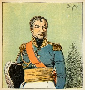 Illustration af Bombled Louis (1862-1927) fra bogen "The Memorial of Saint Helene" af grev Emmanuel de Las Cases (1766-1842): Portræt af marskalk Nicolas Charles Oudinot (1767-1847), hertug af Reggio, Private Collection af Louis Charles Bombled