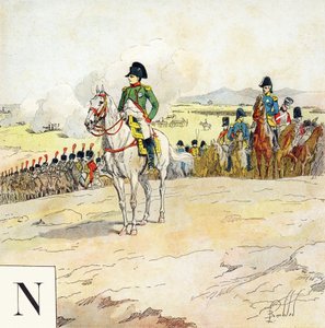 Bogstav N: Napoleon, "Jeg vil være en soldat" (Jeg vil være en soldat) - Militært alfabet af Louis Charles Bombled