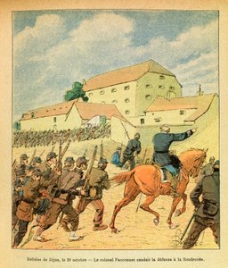 The Eastern Armee of Eugene Sergeant, dit Grenest, illustreret af Louis Bombled (1862-1927) (fransk-tyske krig; kampagne 1870-1871): Forsvar af byen Dijon den 30. oktober af Louis Charles Bombled