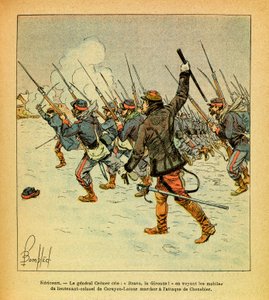 The Eastern Armee of Eugene Sergeant, kendt som Grenest, illustreret af Louis Bombled (1862-1927) (fransk-tyske krig; kampagne 1870 -1871): Januar 1871, Hericourt, råber general Cremer "Bravo, La Gironde", når han ser oberstløjtnants motiver af Louis Charles Bombled