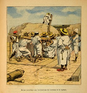 The War in Madagascar-Anekdotisk historie om de franske ekspeditioner i 1885-1895 af Henri Galli dit Galllichet (1854-1922), illustreret af Louis Bombled (1862-1927): Hovas arbejder ved hovedstadens befæstninger i 1895, privat samling af Louis Charles Bombled