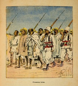 The War in Madagascar-Anekdotisk historie om de franske ekspeditioner 1885-1895 af Henri Galli dit Galllichet (1854-1922), illustreret af Louis Bombled (1862-1927): Hovas-fanger i 1895, privat samling af Louis Charles Bombled