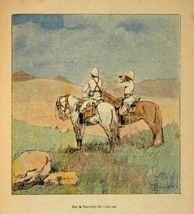 The War in Madagascar-Anecdotal History of the French Expeditions of 1885-1895 af Henri Galli dit Galllichet (1854-1922), illustreret af Louis Bombled (1862-1927): Militær i rekognoscering på grænsen mellem Imerne og Madagaskar i 1895, menig Kollektion af Louis Charles Bombled