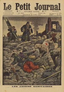 Using rescue dogs to search for wounded, France, World War I, 1915dani af Louis Charles Bombled