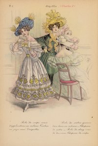 Fransk mode: 1829-1830, Charles X (farvelitografi) af Louis Colas