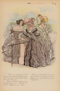 Fransk mode: 1838, Louis-Philippe (farvelitografi)