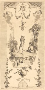 Hyrde danser til lyden af en fløjte af Louis Crépy after Antoine Watteau