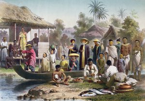 Annamesisk, cambodjansk og siamesisk kostume, omtegnet af Janet Lange og indgraveret af Eugene Ciceri, ca. 1870 af Louis Delaporte