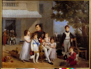 Kejser Napoleon I (1769-1821) omgiver af sin families børn på terrassen på slottet Saint Cloud i 1810 Maleri af Louis Ducis (1775-1847) 1810 Søn. 1,05x1,43 m