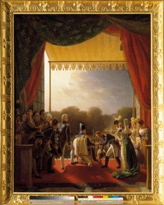 Ludvig XVIII, omgivet af medlemmer af den kongelige familie, deltog i Tuileriernes balkon, da den spanske hær vendte tilbage den 2. december