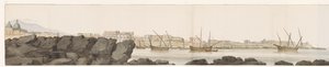 Udsigt over havnen i Catania Vue du Port de Catane (titel på objekt) Voyage en Italy, og Sicile et à Malte - 1778 (serietitel)