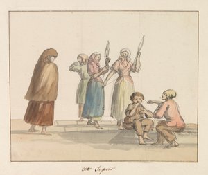 Traditionelle kostumer af øen Gozo Costume de Ghozo (titel på objekt) Voyage en Italy, og Sicile et à Malte - 1778 (serietitel)