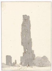 Ruïne af toren langs den store vej mellem Terracina og Fondi Torre delle sette facciate på hovedvejen mellem Terracina og Fondi (titel på objekt) Rejser i Italien, Sicilien og Malta - 1778 (serietitel)