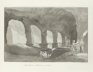 Underjordisk van het amfiteater fra Catanië Amfiteater i Catania (titel på objekt) Rejser i Italien, Sicilien og Malta - 1778 (serietitel) af Louis Ducros