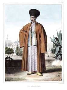 En armener. i "" Rejsen til Athen og Konstantinopel, eller samling af græske og osmanniske portrætter, udsigter og dragter, malet på steder efter naturen, litografier og farver af Louis Dupre (1789-1837), Davids elev.1825.
