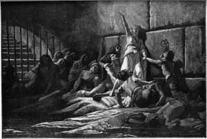 Gravering af Velleda, ungernes profetinde, fra et maleri af Edouard Fournier i 1887.