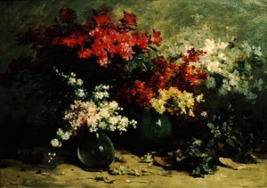 Still Life of Spring Flowers (olie på lærred) af Louis Emile Minet