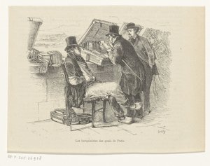 Boghandler på en kaj i Paris Les bouquinistes des quais de Paris (titel på objektet) af Louis Ernest Lesage