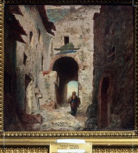 ""La porte Maure"" (Den mauriske port) Bylandskab i Marokko. Maleri af Louis Gabriel Eugene Isabey (1803-1886) 1835 Pushkin Museum, Moskva af Louis Eugene Gabriel Isabey