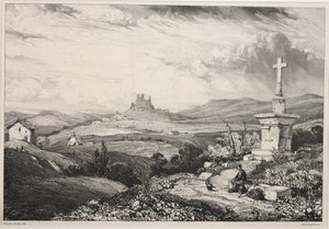 Larderole Slot, Auvergne af Louis Eugene Gabriel Isabey