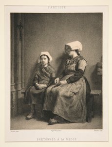 Bretonske kvinder ved messe af Louis Eugene Pirodon