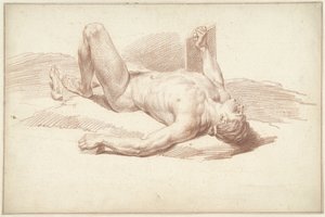 Mand nøgen, liggende på ryggen af Louis Fabritius Dubourg