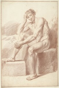 Mand nøgen, siddende med bøjede knæ af Louis Fabritius Dubourg