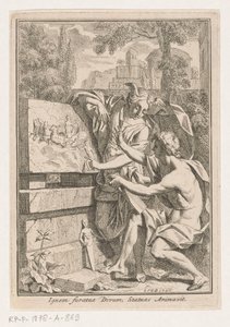 Kvinde med bevinget hoved viser bas-relief til ung mand af Louis Fabritius Dubourg