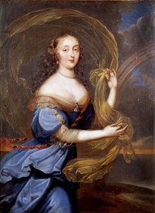 Portræt af Francoise Athenais (Francoise-Athenais) af Rochechouart Mortemart, Marquise de Montespan (eller Madame de Montespan) (1640-1707), Louis XIVs favorit, repræsenteret i Irismaleri af Ferdinand Louis Elle Le Jeune (1648-1717) Søn. 0,37x0,27m af Louis Ferdinand  Elle