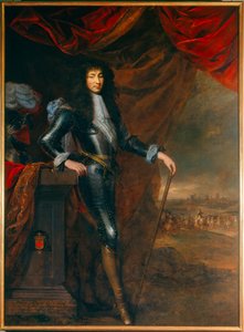 Portræt i foden af Ludvig XIV (1638 - 1715) ung i rustning. Maleri tilskrevet Louis Ferdinand Elle, den gamle (1612-1689) af Louis Ferdinand (c.1612-89) (attr.to) Elle
