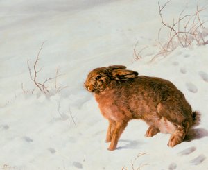 Hare i sneen, 1875 af Louis Ferdinand von Rayski