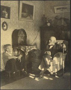 [Mand og dreng sidder i et arbejdsværelse]. af Louis Fleckenstein