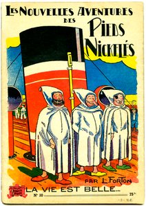 Cover til et tegneseriealbum: Les Nouvelle Adventures des Pieds Nickeles, La vie est belle, n.10 (farve litho) af Louis Forton