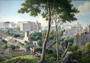 Udsigt over Quirinal-bakken i Rom, med Villa Colonna i baggrunden, ca. 1800