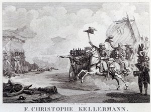 Fransk revolution: "" generalen og marekalen Francois Christophe Kellermann (1735-1820) under slaget ved Valmy den 20/09/1792"" Indgravering af Louis Francois Couche (1782-1849) Paris fra det 18. århundrede, Musee Carnavalet af Louis Francois Couche