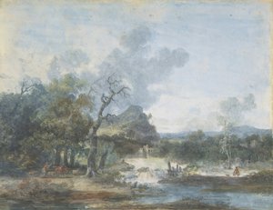 Hyrdinde nær et vandfald, n.d..