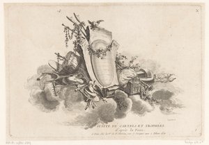 Cartouche med landbrugsgenstande X Suitte De Cartels Et Trophées (serietitel på objekt) IIe bind De l