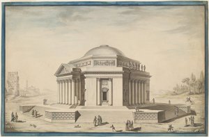 Sekskantet tempel i et italiensk landskab af Louis Gustave Taraval