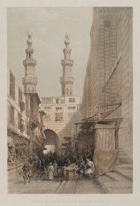 Egypten og Nubien, bind III: Minarets, and Grand Entrance of the Metwaleys, i Kairo, 1848. af Louis Haghe