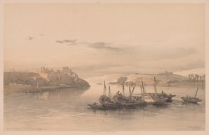 Egypten og Nubien: bind II - nr. 28, generel syn på Asouan og øen Elephantine af Louis Haghe