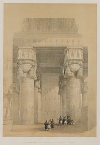 Egypten og Nubien, bind II: Udsigt fra under portikken af Dendera-templet af Louis Haghe