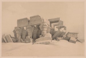 Egypten og Nubien: Bind I - nr. 1, nr. 2, Rester af portikoen af Kom Ombo-templet, 1838. af Louis Haghe