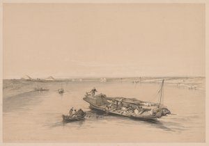 Egypten og Nubien: Bind I - nr. 4, Slavebåde på Nilen, Udsigt mod..., 1838. af Louis Haghe
