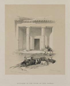 Egypten og Nubien, bind I: Indgangen til Beni-Hasans huler, 1847. af Louis Haghe