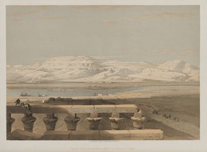 Egypten og Nubien, bind I: Libyan Chain of Mountains, fra Luxor-templet af Louis Haghe