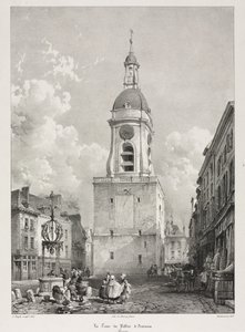 Maleriske og romantiske rejser i det gamle Frankrig, Picardie: Klokketårnet i Amiens..., 1835. af Louis Haghe