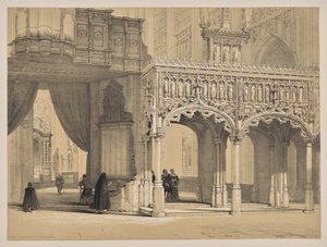 Skitser i Belgien og Tyskland, første serie, skærm i St. Peter-katedralen, Louvain af Louis Haghe