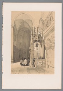 Vandfald i af Dom van Regensburg Den hellige brønd i katedralen i Regensburg (titel på objektet) af Louis Haghe