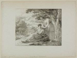 To Figurer i et Landskab af Louis Hersent